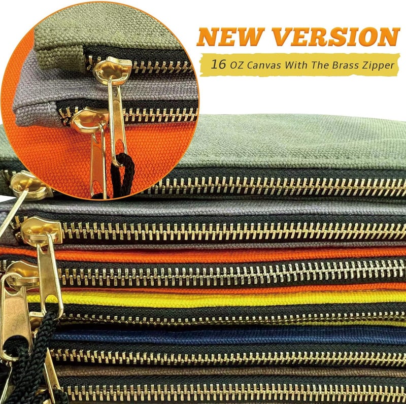 TENGYES Heavy Duty Canvas Tool Bag Organizer – 7 Pack Zipper Utility Pouches in Assorted Colors (12.5″ x 7″) – Multipurpose Storage for Tools, Craft Supplies, Electronics, Travel, Home & Workshop - Image 2